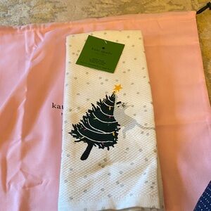 kate spade Festive Green and White Kitchen Towel